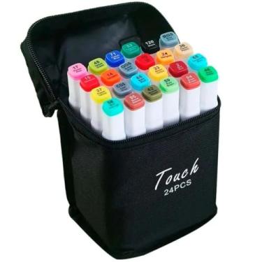 Imagem de Kit Canetinhas Touch Marcadoras Ponta Dupla 24 a 100 Cores | Canetas Coloridas para Desenho | Lettering e Colorir | Estojo Organizador Incluso (24)