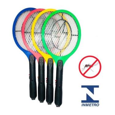 Imagem de Raquete Elétrica Mata Mosquito Recarregável Bivolt - Inmetro - BLACK D