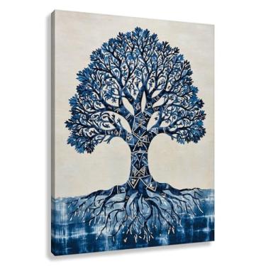 Imagem de Árvore da Vida Arte de Parede Impressão em Tela Decoração Fotos Pintura para Sala de Estar Quarto em Azul 30x40cmx1