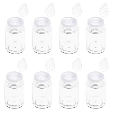 Imagem de Pacote com 8 frascos de pó soltos de plástico transparente – Mini frascos de pó soltos vazios de 10 ml, pós de glitter cosméticos para viagem, coqueteleira com peneira e tampas de 12 furos, estojo de