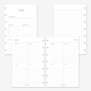 Imagem de MAY PAPER CO. 2026 Mini Happy Planner Week on Two Pages Weekly Planner Insert Agenda Refil para 7-Discs Mini HP Notebook 4,6 x 7 (borda vertical)