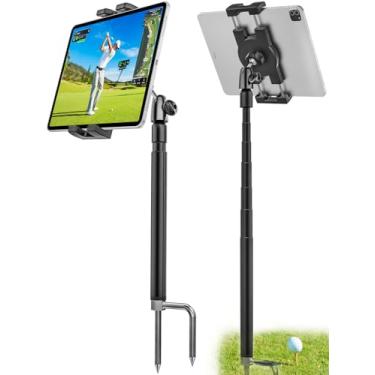Imagem de woleyi Bastão de selfie de monopé de golfe - Suporte para tablet de golfe para balanço de disco