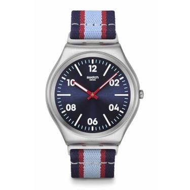 Imagem de Swatch Relógio casual unissex azul aço inoxidável quartzo Beside The SEA, Azul