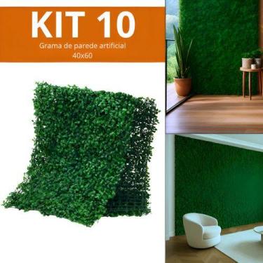 Imagem de Kit 10 Grama Sintética Placas Para Jardim Muro Inglês 60x40 - Revomax