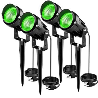 Imagem de Luzes de paisagem verdes de Halloween ao ar livre, 7W 110v 120V iluminação de paisagem LED IP66 à prova d'água para jardim, quintal, caminho, árvore, pacote com 4/luzes verdes de paisagem, vendido