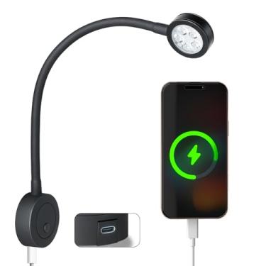 Imagem de acegoo Luz de leitura LED de 12 V, lâmpada de leitura de cabeceira de barco RV, luz de cama flexível de pescoço de ganso de 12 volts para trailer, caminhão, trailer, motorhome, interruptor integral e