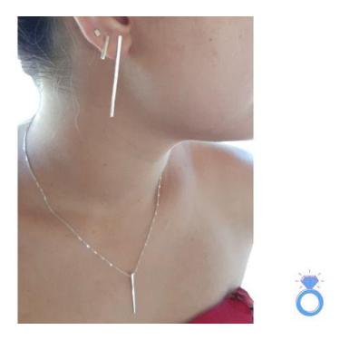 Imagem de Kit Pingente E Brinco Geometrico Palito 5cm Prata Lei 925 - Isa Roncar