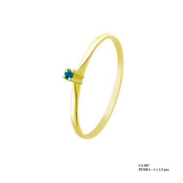 Imagem de Solitário Minimalista Ponto de Luz Safira 1,5mm em Ouro 18k - JoiaUnic