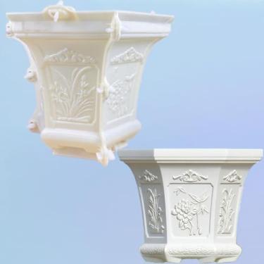 Imagem de DIYUNIMOULD Moldes hexagonais para vasos de flores de cimento, moldes reutilizáveis de concreto para plantadores grandes, decoração de jardim ao ar livre (31 cm)