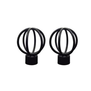 Imagem de Par Ponteira Para Cortina Globo Alumínio Grossa 28 mm Preto Fosco Bell