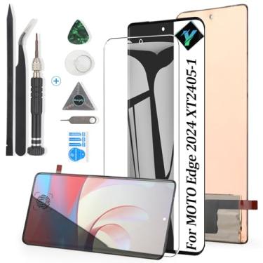 Imagem de Tela OLED para Motorola Moto Edge 2024 Tela de substituição para Motorola Edge 2024 XT2405 Tela LCD Touch Screen Digitalizador Assembléia com ferramentas (preto)