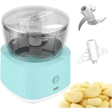 Imagem de Mini Processador Elétrico USB 45W – Compacto, Portátil e Fácil de Usar – Perfeito para Triturar Alho, Legumes, Frutas e Molhos (Azul)