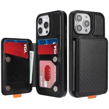 Imagem de GUERNICA Capa carteira para iPhone 13 Pro (6,1 polegadas) com suporte para cartão, bloqueio de RFID para mulheres e homens, capa de telefone à prova de choque com suporte para Apple 13 Pro, A - preta