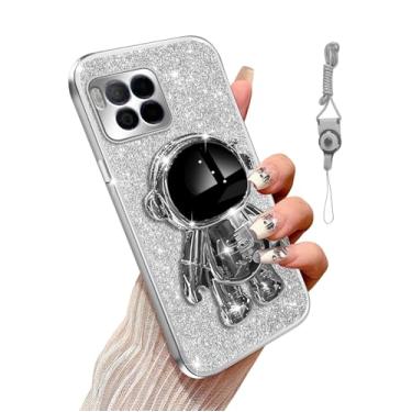 Imagem de Annyojo Capa de telefone T-Mobile Revvl 7 Pro com função de suporte de astronauta 6D à prova de choque, capa protetora macia e luxuosa para T-Mobile Revvl 7 Pro, prata