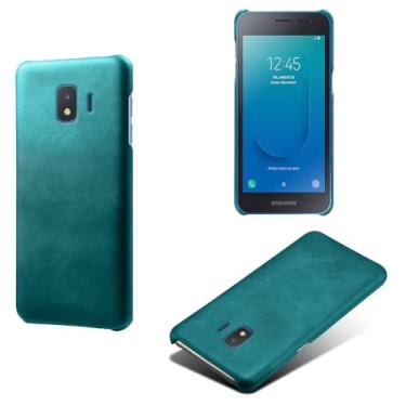 Imagem de Capa para Samsung Galaxy J2 Core,Proteção contra quedas,Casca de volta de cor sólida simples,Design de couro de imitação de plástico-Green
