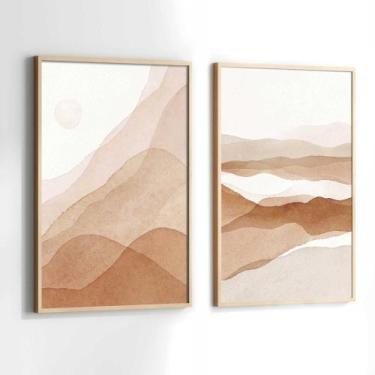 Imagem de Conjunto Quadros Decorativos com Moldura Terracota Marrom Kit 2 Quadro