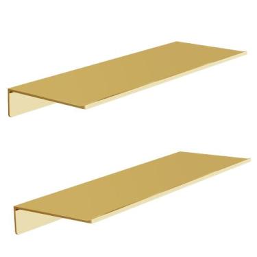 Imagem de Prateleiras flutuantes HNVNER Metal Brushed Gold, conjunto de 2, 40x12