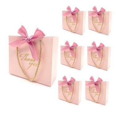 Imagem de Sacos de presente TKSBAG Small Pink Thank You com alças, pacote com 20