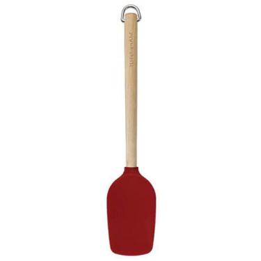 Imagem de Espátula Colher Bambu Silicone Cozinha Vermelho KitchenAid