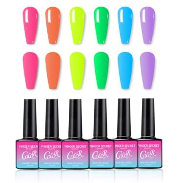 Imagem de Esmalte de gel, 6 kits de cores, esmalte de gel brilhante de longa duração, conjunto de esmaltes de gel profissional para unhas de salão de beleza DIY para iniciantes