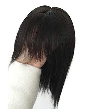 Imagem de BESTLEE Topo de cabelo sintético de 35,5 cm para queda de cabelo com clipe de cabelo com franja de ar (estilo fino, preto natural)