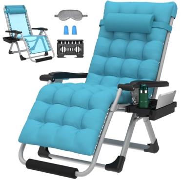 Imagem de ZENPETIO Cadeira de gravidade zero 29 polegadas GG com almofada, poltrona reclinável de gravidade zero para ambientes internos e externos, cadeira de acampamento reclinável para gramado, cadeira