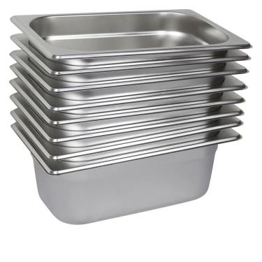Imagem de 8 Cubas Gastronômica Buffet GN 1/4 100mm Aço Inox Sem Alça