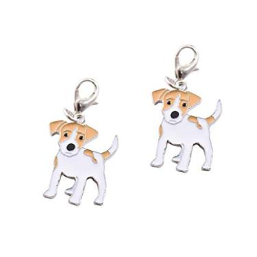 Imagem de Pingente de chaveiro de cachorro, mini chaveiro memorial de cachorro fofo de metal leve para presente, 2 peças, Yellow-jack Russell, P