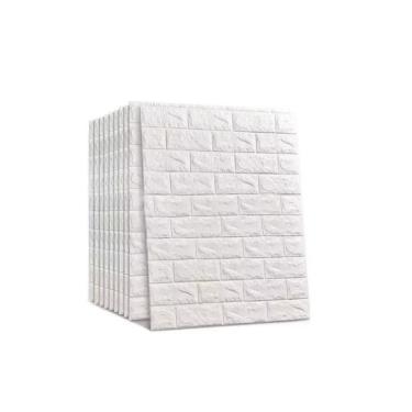 Imagem de Papel Parede Painel 3d Tijolinho Branco Placa Auto Adesivo Revestimento Espuma 77x70cm Grande Autocolante Decoracao