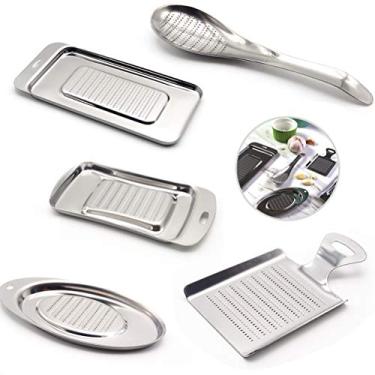 Imagem de Aramox Ralador de Gengibre de Aço Inoxidável, Moedor de Alho, Ferramenta de Retificação de Wasabi, Com Bordas Lisas de Design Anti -dente, para Fruas de Alho Gengibre de 1 Mm de (Prata_4)