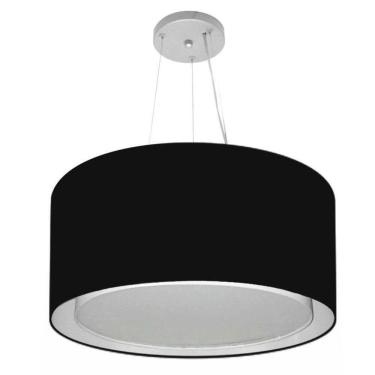 Imagem de Lustre Pendente Cilíndrico Duplo Vivare Md-4300 Cúpula Em Tecido 50x30cm - Bivolt Preto...