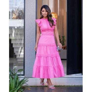 Imagem de Vestido feminino com renda E MANGUINHA  BUFANTE  -Tamanho M - TOLY 