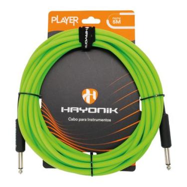 Imagem de Cabo Áudio Instrumento P10 x P10 Hayonik Player 5m, Verde