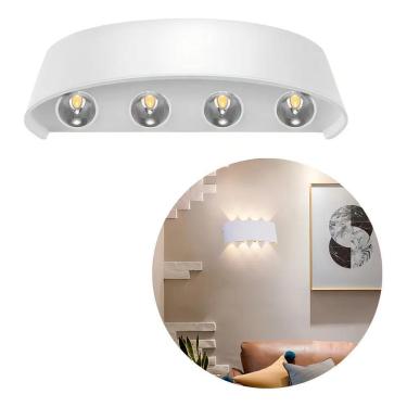 Imagem de 2X Arandela Meia Lua Branca 8W  Luz Branco Quente  8 Fachos