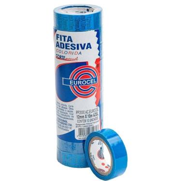Imagem de Fita Adesiva Pp 2000 12Mmx10M Azul 10 Rolos - Eurocel
