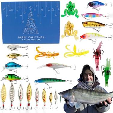 Imagem de Calendário de iscas de pesca, calendário de Natal 2024, calendário de iscas de pesca de 24 dias, conjunto de iscas de pesca, calendário de contagem regressiva de Natal para amantes de pesca, pai e