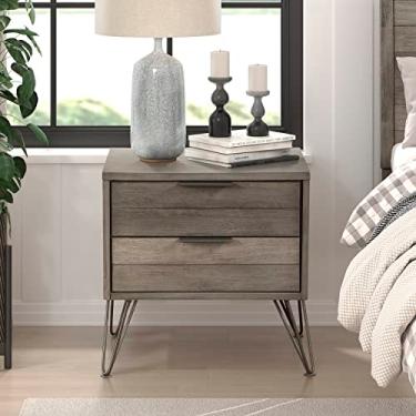 Imagem de Lexicon Leavitt Mesa de cabeceira com 2 gavetas, cinza