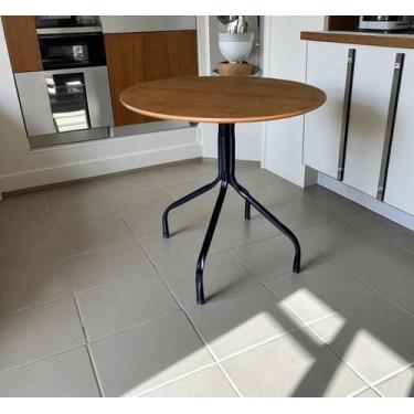 Imagem de Mesa Moema 80x80 Para Sorveteria Sala Restaurante Imbuia pés Preto - E