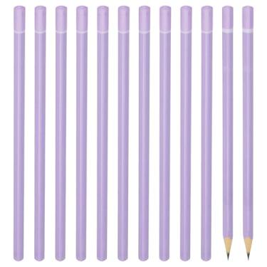 Imagem de PATIKIL Lápis de madeira triangular a granel, pacote com 12 lápis de grafite HB para material de escritório, materiais de desenho de arte de marcação de engenharia, roxo