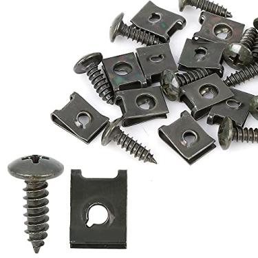 Imagem de X AUTOHAUX 10 conjuntos de 4,8 x 16 mm parafuso de clipe em U sortido clipes de carro fixadores com parafusos para painel de porta de painel interior verde exército