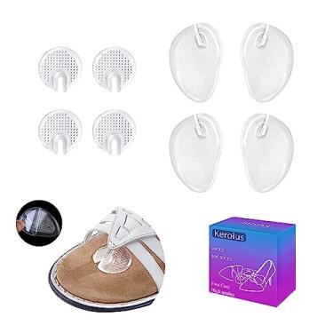 Imagem de Keroius Almofadas de metatarso de gel para sandálias, chinelos, de silicone, sem deslizamento, enchimento de sandálias, protetor de dedo autoadesivo para alívio da dor e fricção (2 pares de clipes