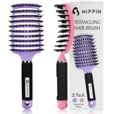 Imagem de Conjunto de escovas de cabelo HIPPIH Wet & Dry Boar Bristle para todos