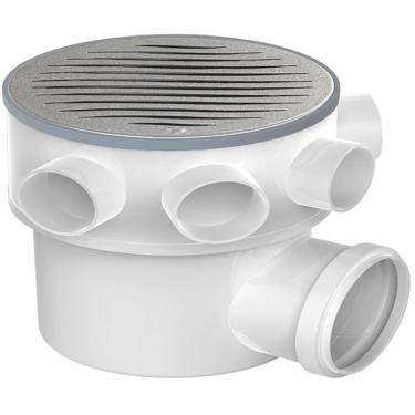 Imagem de Caixa Sifonada Porta Grelha prata Redondo / Grelha Inox 100x100x50 - 27019998 - TIGRE