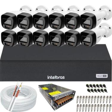 Imagem de Kit 12 Câmeras Intelbras Vhd 1220 B Full Color Dvr Mhdx 16 canais Colo