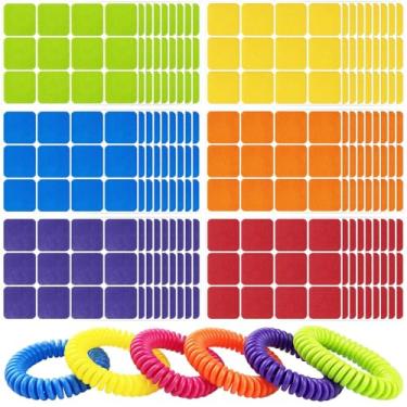 Imagem de 360 adesivos repelentes de mosquitos, adesivos naturais de mosquitos para crianças, bebês e adultos, pacote com 6 pulseiras repelentes de mosquitos embaladas individualmente, faixas de mosquito sem