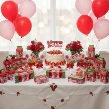 Imagem de Aniversário Moranguinho Kit Decoração e Lembrancinha 50 Peças