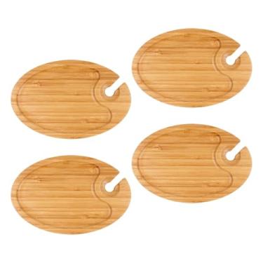 Imagem de ＫＬＫＣＭＳ Prato de aperitivo de vinho, prato de com suporte de copo, travessas, bandejas, travessas, tábua de queijos, tábua de charcutaria para festa, 4 Peças