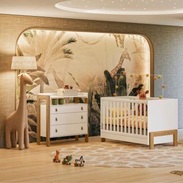 Imagem de Quarto de Bebê Berço mini cama e Cômoda Fantasia Qmovi
