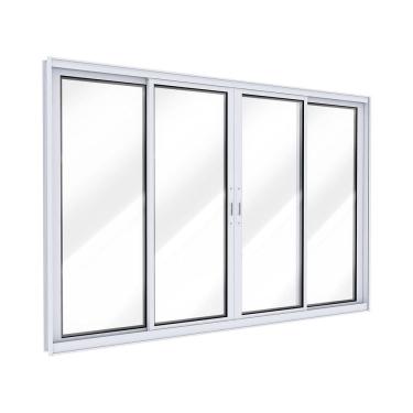 Imagem de Janela de Alumínio de Correr 2 Folhas Móveis e 2 Folhas Fixas 100x200cm Lucasa Ideale Branco