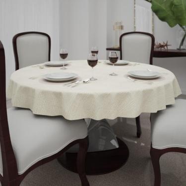 Imagem de Toalha De Mesa Redonda Creme Rústica 2,00 De Diâmetro